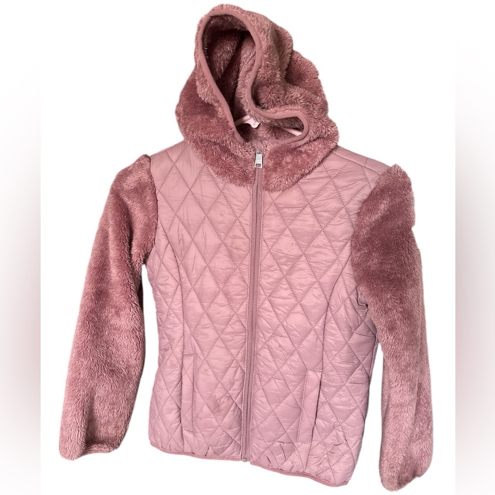 DKNY Sport Girl Faux Fur Quilted Jacket